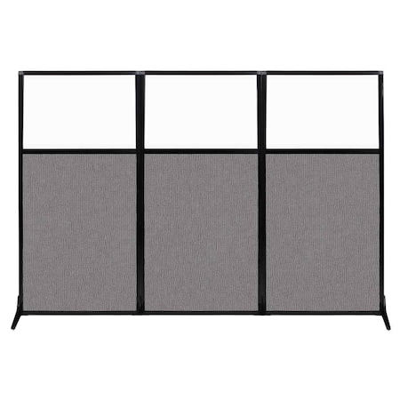 Versare Work Station Screen 99" x 70" Slate Fabric With Clear Window 1840319